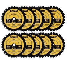 DeWalt DWA171424 7-1/4” x 24-Tooth Carbide Circular Saw Blade Framing (10-Pack)