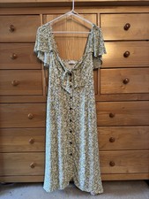 ASTR The Label Rachelle Dress Lemon Print Size Medium A-Line Flutter Sleeves