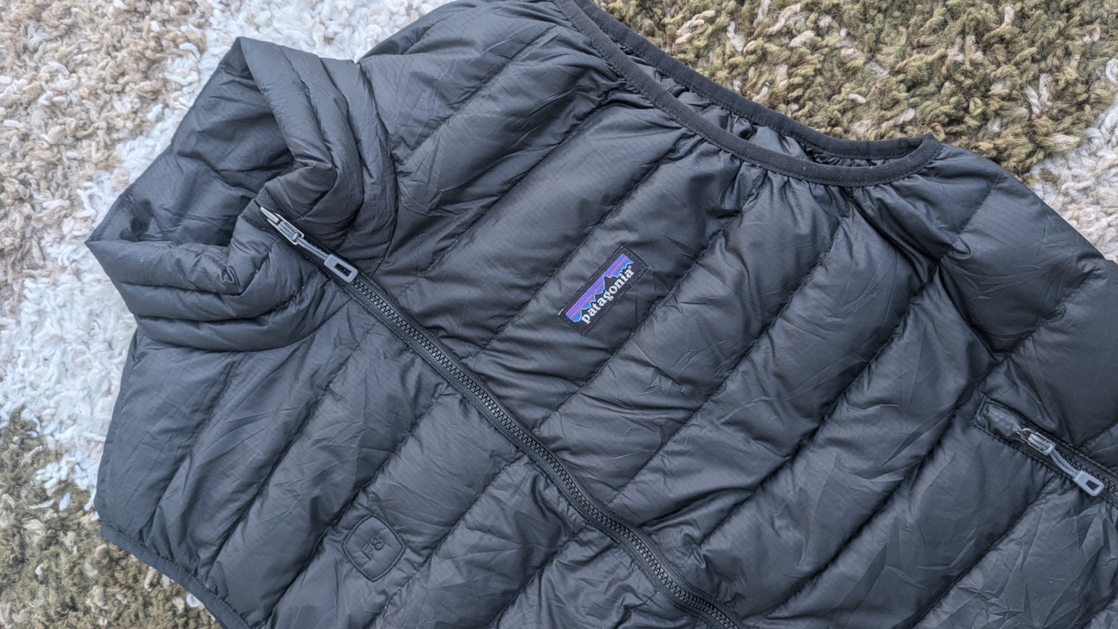 Patagonia Plumón Suéter Puffer Negro Ligero Chaleco Chaleco Talla Mediana 84622