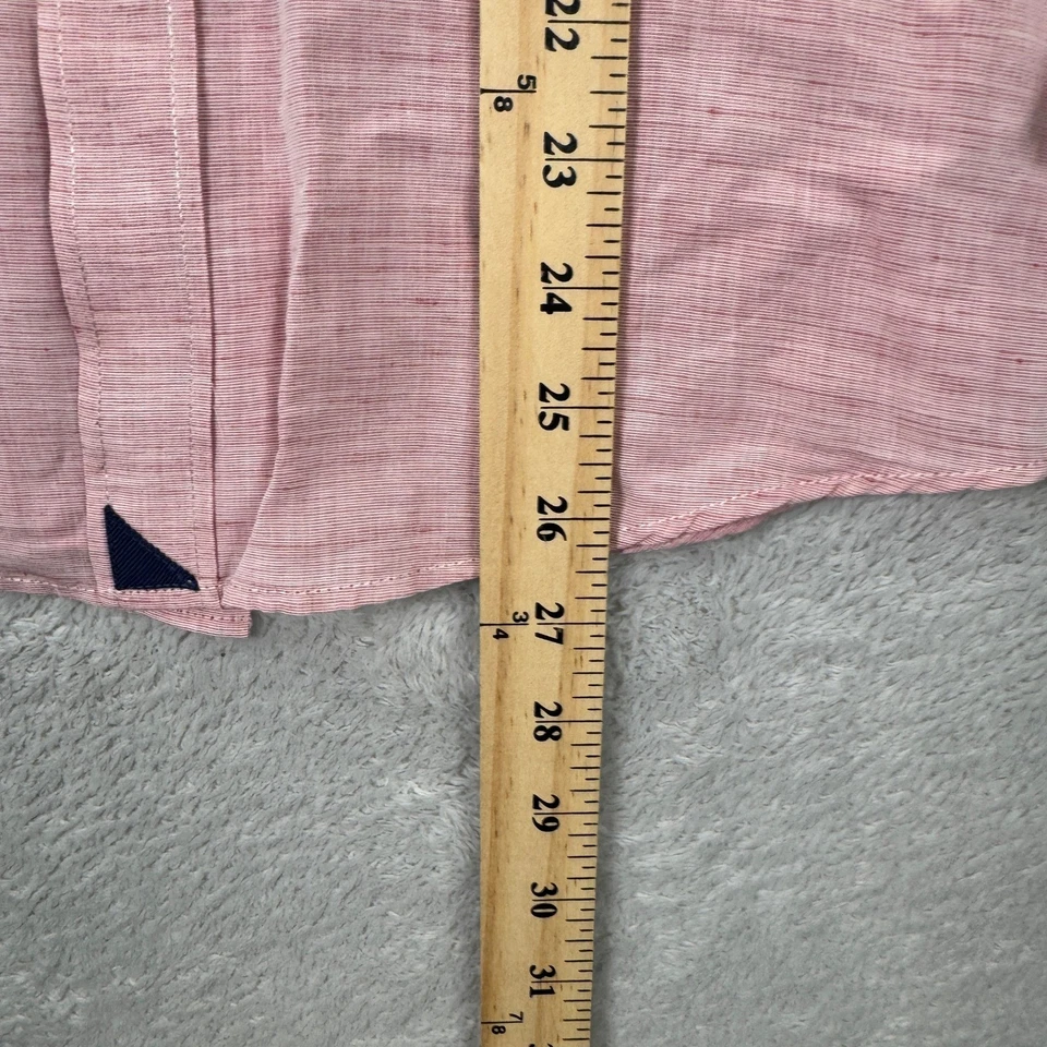 UNTUCKit Mens Medium Slim Fit Pink 100% Linen Blend Button Down Shirt Preppy EUC - Image 4 of 4