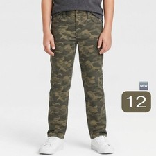 New Cat  Jack Boys Army Camo Green Pants   Size 12 Husky   Slim Fit   Stretch