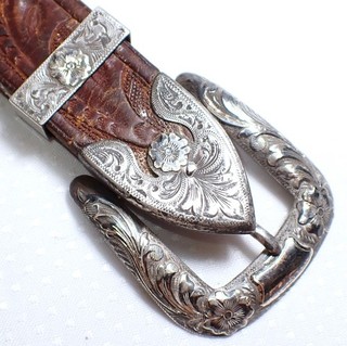 Vintage John McCabe Sterling Silver Ranger Belt Buckle Set 3 Piece