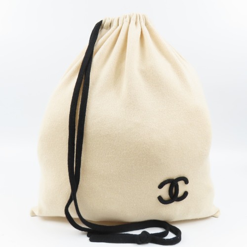 CHANEL Unused Drawstring Bag COCO Mark 100% Cashmere Handbag 100882