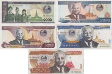 Laos 1000 2000 5000 10000 20000 Kip 2002-2003 P 32A 33 34 35 36 UNC Set 5 pcs