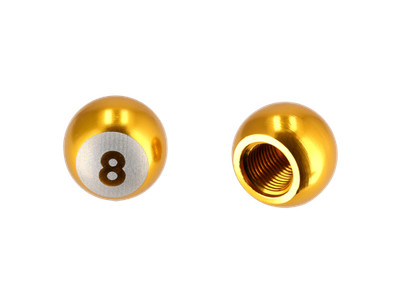 Set: 2x Ventilkappe ''Eightball'', Gold eloxiert