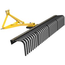 60inch Landscape Rake Tractor Attachment, 3 Point Quick Hitch Rock Rake For C...