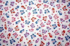 SMALL BLUE, PURPLE, PINK AND ORANGE BUTTERFLIES - 100 COTTON FABRIC