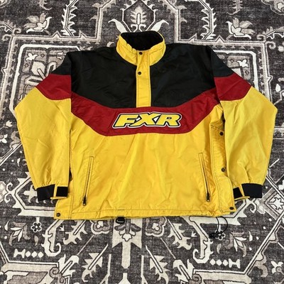 vintage FXR Racing yellow, red, and black snowmobile jacket. Size XL