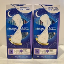 Pack of 2 Always Infinity FlexFoam Pads Size 5 Heavy Overnight Absorbency 22ct.
