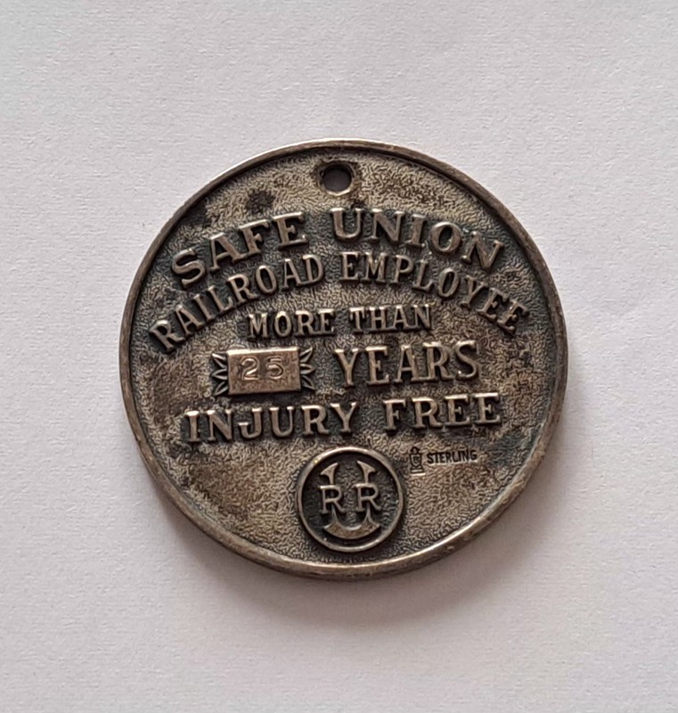 Super Rare Union Railroad  Safety Employee  Sterling Silver Pocket Watch Fob