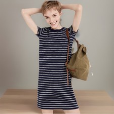 Madewell Shirt Dress Women XS Tina Striped Short Sleeve Nightfall Sand Dune NW