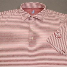 Johnnie O Featherweight Polo Shirt Mens Medium Red Stripe Black Bear Performance