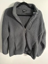 Eddie Bauer Women s Size L Cozy Gray Sherpa Zip Up Jacket with Pockets