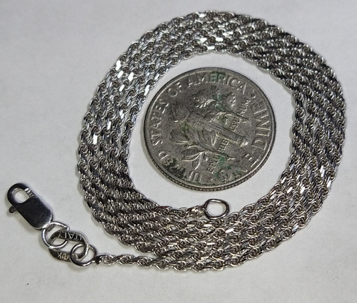 Solid 14k white gold Italian diamond-cut rope chainmnecklace 4.18 grams - 20" - Picture 3 of 10