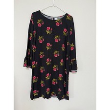Old Navy XL Black Pink Floral Dress Bell Sleeve Whimsigoth Feminine