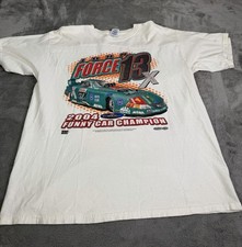 Vintage 2004 John Force NHRA T Shirt Men  s Size XL White