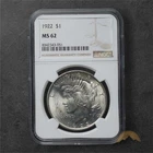 1922 Silver Peace Dollar $1 - NGC MS62 - Philadelphia
