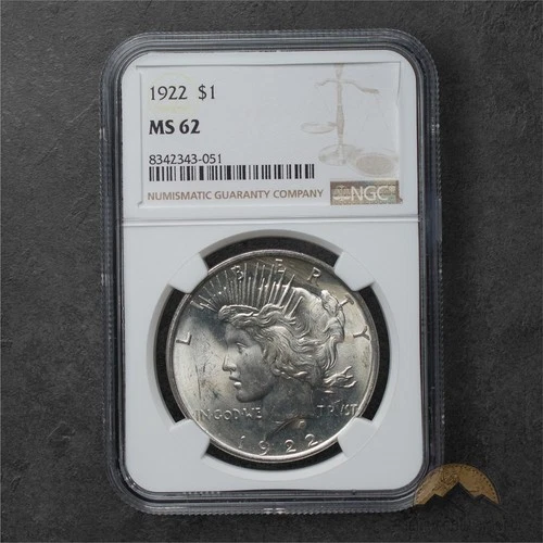 1922 Silver Peace Dollar $1 - NGC MS62 - Philadelphia