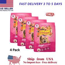 4 Pack Purina Friskies Dry Cat Food Gravy Swirl'd with Flavors of Chicken 16 lb