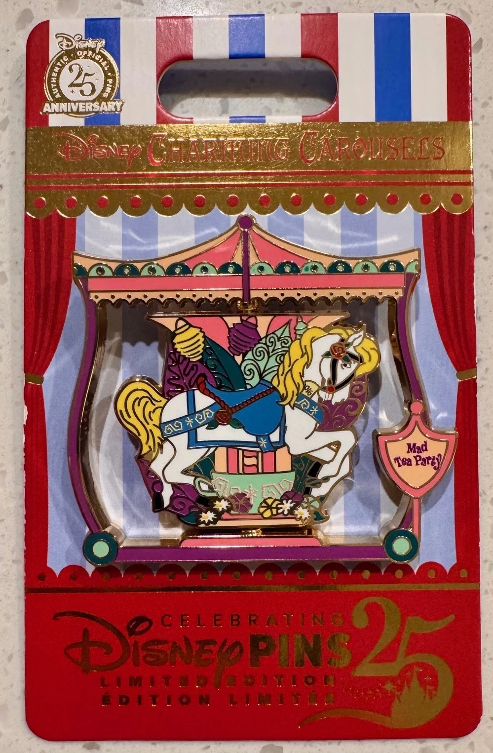 Disneyland 2025 Charming Carousels Mad Tea Party Carousel spinner LE Pin - MINT