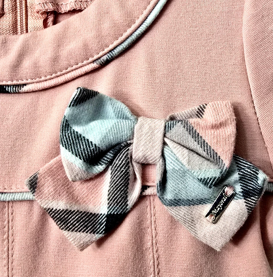 Vestido Plisado Mayoral Lazo a Cuadros 3T Elastizado Rosa Gris Iglesia Pascua Country Club Foto 4 de 4