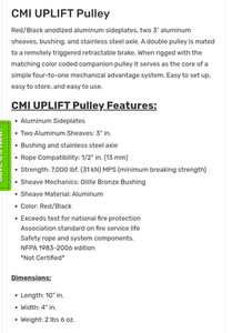 CMI UP LIFT DOUBLE PULLEY W/BRAKE