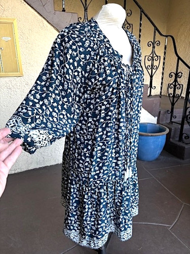 NATALIE MARTIN Stevie Silk Print Dress In Pomegranate Indigo (Navy) NWOT/sz M