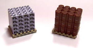 1/24 Diorama - 2 Pallets of Mobil Oil - Boxes & Barrels