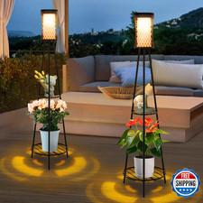 Aialun Outdoor Solar Floor Lamps Usb Charging 45.67 Inch Tall Double Plant