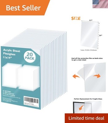 Plexiglass Sheets Acrylic Sheets 20 Pack of 11X14   0.04 Thick Clear