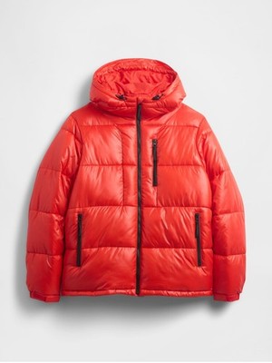 GAP Recycled Heavyweight Puffer Jacket Red Coat Vegan Thick  Mens Large NEW 