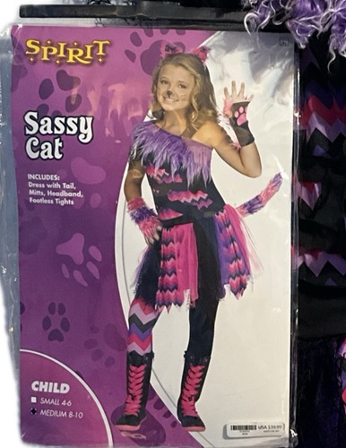 Sassy Cat Costume Spirit Halloween Child Medium (M) 8-10 - NO TIGHTS