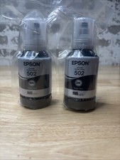2 Genuine Epson 502 Black 127 ml EcoTank Ink Bottle NEW SEALED
