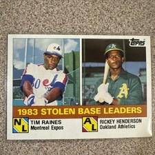 1984 Topps 1983 Stolen Base Leaders #134 Rickey Henderson Tim Raines HOF
