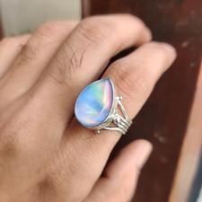 New Aurora Opal Gemstone Ring 925 Sterling Silver christmas Gift Wife Gift Ring