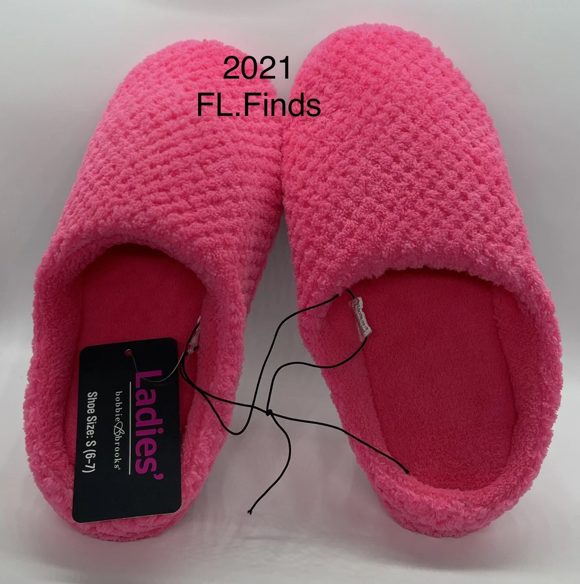 New Bobbie Brooks ladies women's house slippers Size Small 6-7 pink | eBay