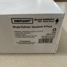 Defiant Single Cylinder Polished Brass Deadbolt Contractor 6 Pack