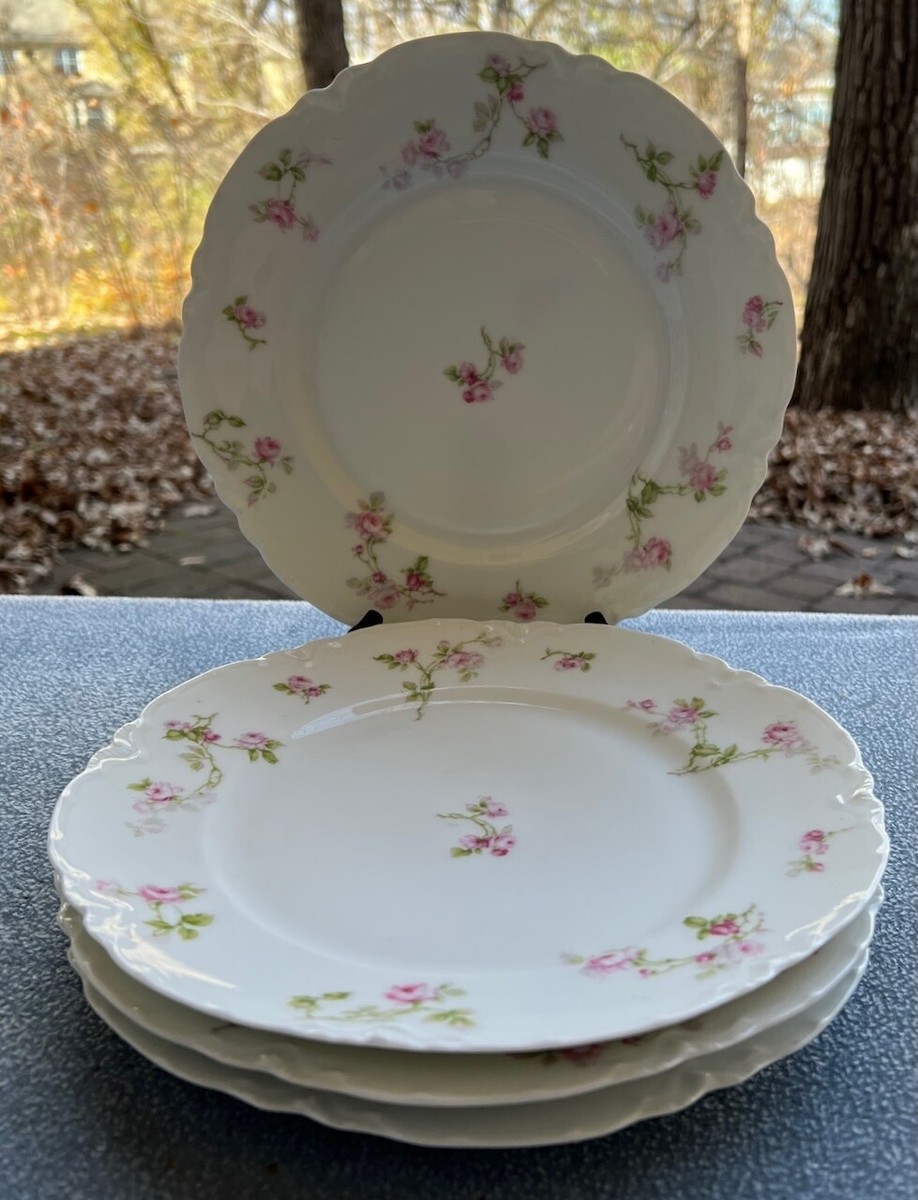 Set of FOUR Haviland Limoges Schleiger 31A Pink Roses Ranson