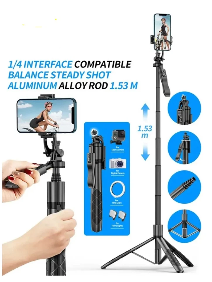 Monopie trípode inalámbrico para selfies para Gopro, iPhone Pro Max, control remoto Galaxy Foto 4 de 4