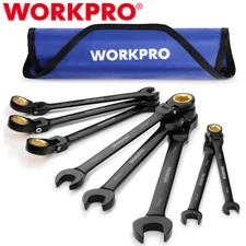 WORKPRO 8PC Ratcheting Combination Wrench Set Flex-Head Wrench Set 8-17mm Metric