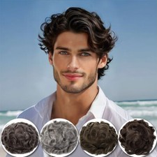 Echthaar Toupet für Männer Herrenperücke 0.02mm Skin/Folien Basis Haarteile DE