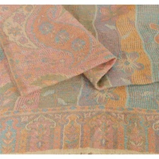 Sanskriti Vintage Multi Woolen Shawl Woven Work Long Stole Soft Scarf Floral