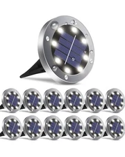 Solar Ground Lights, 12 Pack Solar Lights Outdoor Waterproof, 8 LED solar Power
