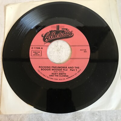HUEY SMITH Rocking Pneumonia and the Boogie Woogie Flu Pts 1 & 2 . 45 rpm EXC-CC