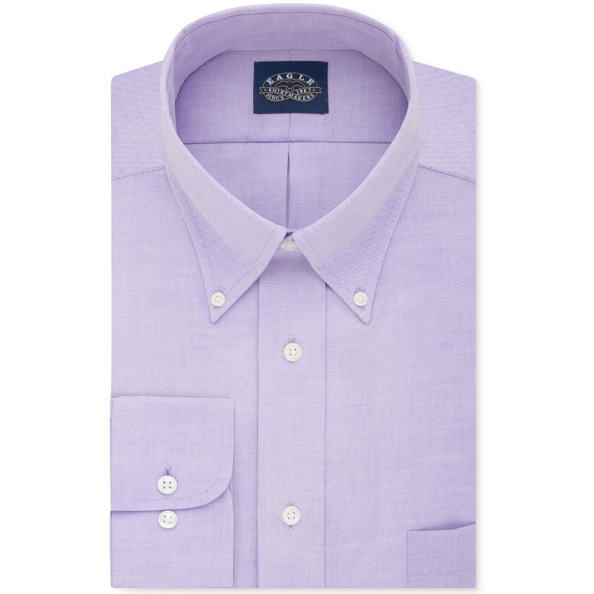 Eagle Mens 80-х годов 2-слойное фиолетовое хлопковое платье-рубашка Топ 18,5 34/35 2XL BHFO 4691