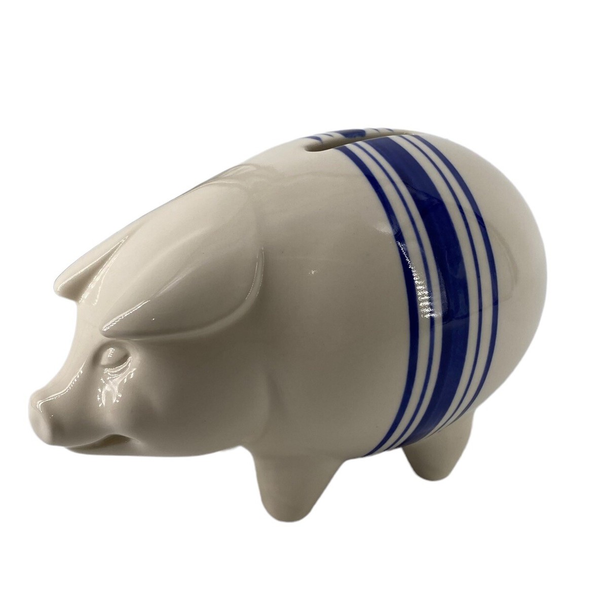 Vtg Ralph Lauren Farmstead Ticking Ironstone Blue Stripe PIGGY