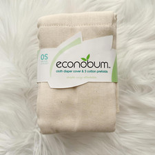 NWT Econobum - 3 cotton prefolds One Size 8-35 lbs missing diaper cover 