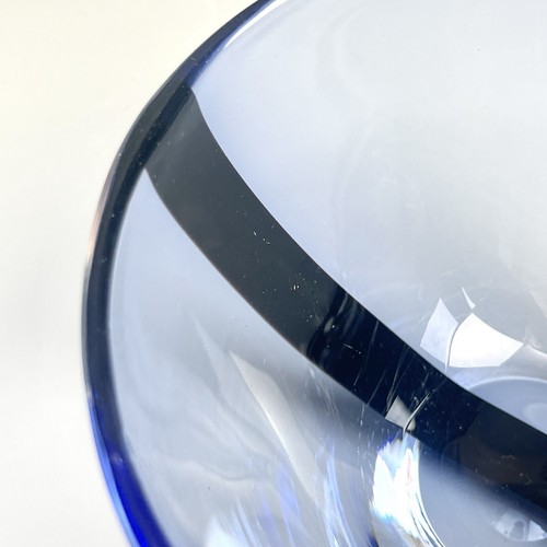 LSA Crystal Light Blue Crystal Bowl Black Stripe - Art Glass 5 1/2" W x 3.5" H - Picture 8 of 19