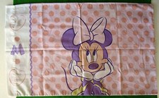DISNEY MINNIE MOUSE PILLOWCASE W/ PEACH POLKA DOTS/PURPLE MINNIE - MADE USA