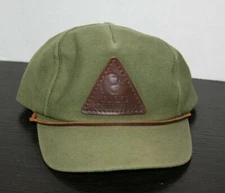 Vintage Ducks Unlimited Green Canvas Hat Leather Patch Massanutten Chapter VA 